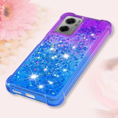 SKALO Xiaomi Redmi 10 5G Kvicksand Glitter Hjärtan TPU-skal - Lila-Blå