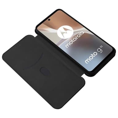 SKALO Motorola Moto G32 4G Carbon Fiber Plånboksfodral - Svart