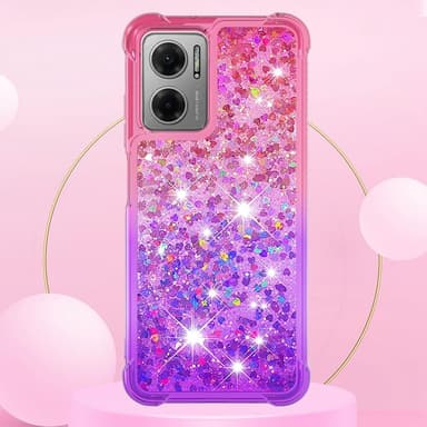 SKALO Xiaomi Redmi 10 5G Kvicksand Glitter Hjärtan TPU-skal - Rosa-Lila