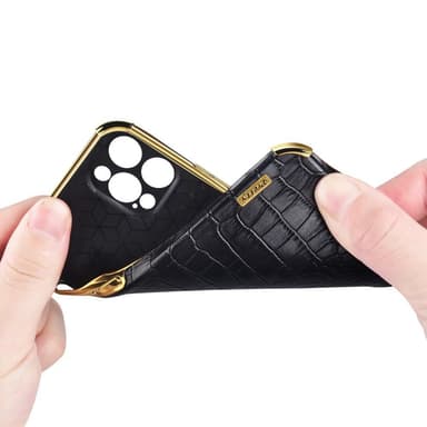 SKALO Samsung A04s 4G Krokodil Guldkant Skal - Vit