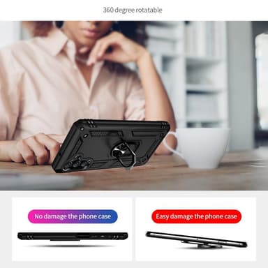 SKALO Samsung A13 5G Armor Hybrid Metallring skal - Svart
