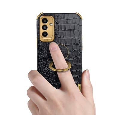 SKALO Samsung A13 5G Krokodil Guldkant Skal - Vit