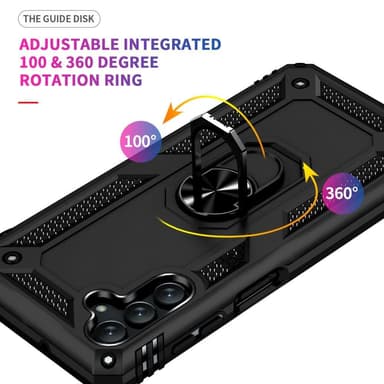 SKALO Samsung A04s 4G Armor Hybrid Metallring skal - Svart
