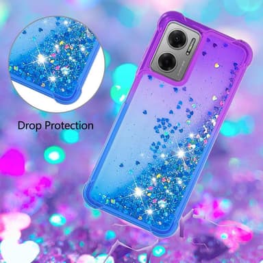 SKALO Xiaomi Redmi 10 5G Kvicksand Glitter Hjärtan TPU-skal - Lila-Blå