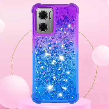 SKALO Xiaomi Redmi 10 5G Kvicksand Glitter Hjärtan TPU-skal - Lila-Blå