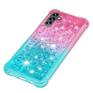 SKALO Samsung A13 5G Kvicksand Glitter Hjärtan TPU-skal - Rosa-Turkos