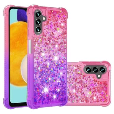 SKALO Samsung A04s 4G Kvicksand Glitter Hjärtan TPU-skal - Rosa-Lila