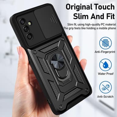 SKALO Samsung A13 5G Armor Hybrid Metallring Kameraslider - Svart