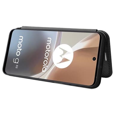 SKALO Motorola Moto G32 4G Carbon Fiber Plånboksfodral - Svart