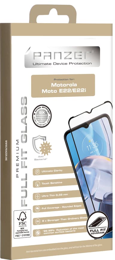 Panzer Full-Fit skärmskydd för Motorola Moto E22/E22i
