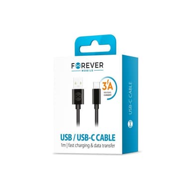 Forever kabel USB - USB-C 1,0 m 3A, Svart