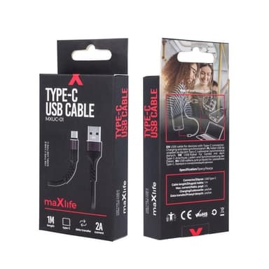 MXUC-01 USB-C Kabel (2A) Fast Charge, Svart