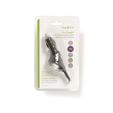 Billaddare | 1.0 A | Fast kabel | Micro USB | Svart