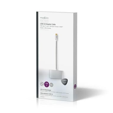 USB Typ C-multiadapterkabel | Typ-C, hane - USB A + HDMIT + USB typ-C | 0.2 m
