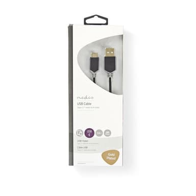 Nedis USB 2.0-kabel | Typ-C, hane - A-hane | 1.0 m | Antracit