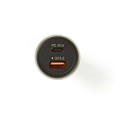 Billaddare 2-Utgångar 3.0 USB-A & C, Svart