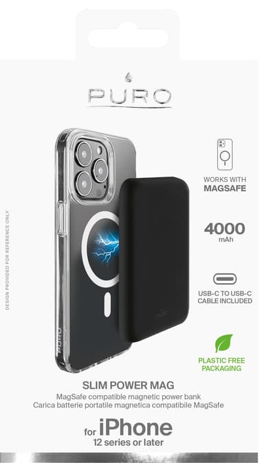 Puro MagSafe 4000 mAh powerbank (svart)