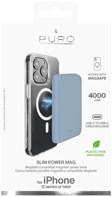 Puro MagSafe 4000 mAh powerbank (blå)