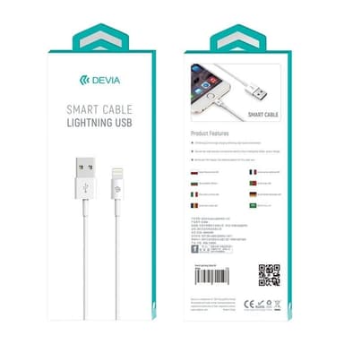 Devia Smart, Lightningkabel (2,1A), 1m, Vit