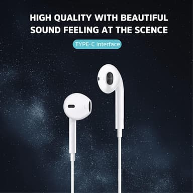 KIVEE KV-MT31 1.2m USB-C In-ear hörlurar + Mic - Vit