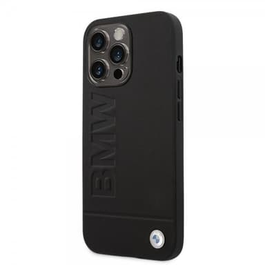 BMW iPhone 14 Pro Max Skal Hot Stamp Metal Logo Svart