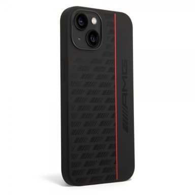 AMG iPhone 14 Plus Skal Liquid Silicone Carbon Pattern Svart