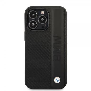 BMW iPhone 14 Pro Skal Big Logo Stripe Svart