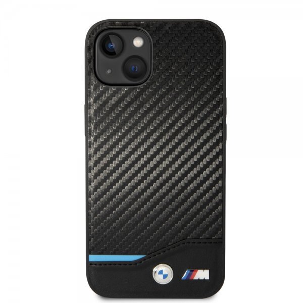 BMW iPhone 14 Skal Carbon Effect Printed Logo Svart