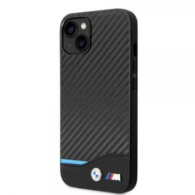 BMW iPhone 14 Skal Carbon Effect Printed Logo Svart