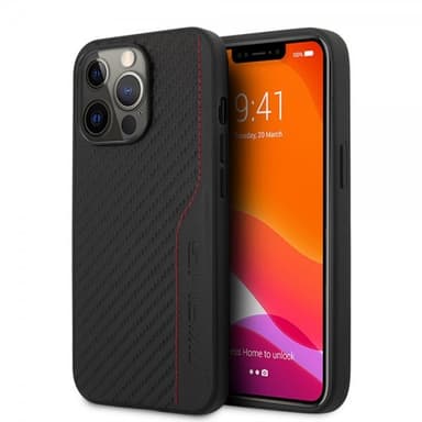 AMG iPhone 14 Pro Skal Carbon Effect Stamped Logo Svart