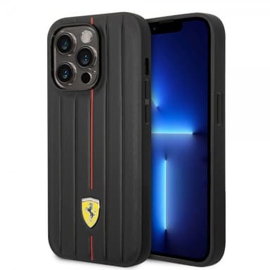 Ferrari iPhone 14 Pro Max Skal Embossed Stripes Röd