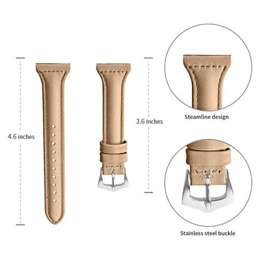 SKALO Läderarmband till Withings ScanWatch 38mm - Beige