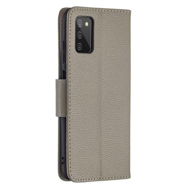 SKALO Samsung A02s / A03s Premium Litchi Plånbok - Grå