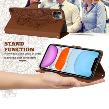 SKALO iPhone 13 Pro Max Mandala Plånboksfodral - Brun
