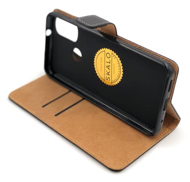 SKALO Moto E20/E30/E40 Plånboksfodral Äkta Skinn - Röd