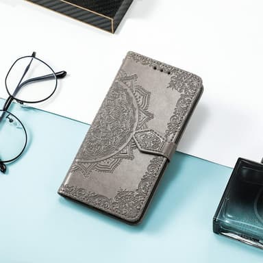 SKALO Moto G51 Mandala Plånboksfodral - Grå