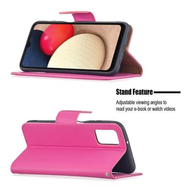 SKALO Samsung A02s / A03s Premium Litchi Plånbok - Cerise