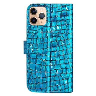 SKALO iPhone 13 Pro Max Croco Glitter Plånboksfodral - Blå