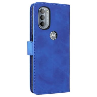 SKALO Moto G31 / G41 Matt PU-Läder Plånboksfodral - Blå