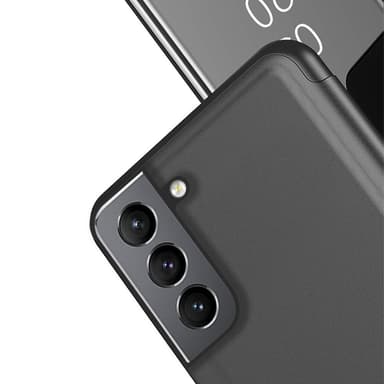 SKALO Samsung S21 FE Clear View Spegel fodral - Mörklila