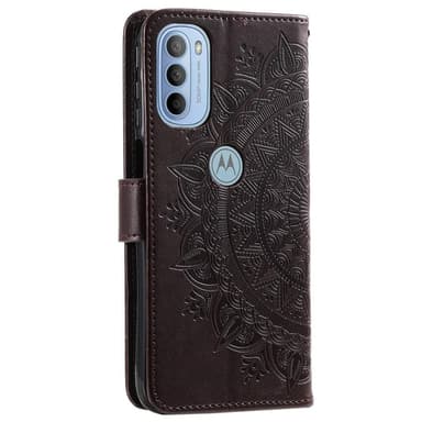 SKALO Moto G31 / G41 Mandala Plånboksfodral - Mörkbrun