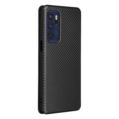 SKALO Moto G60S Carbon Fiber Plånboksfodral - Svart