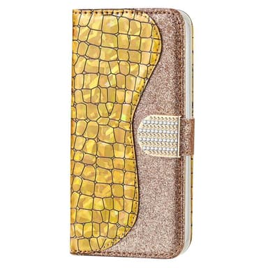 SKALO Samsung S22 Croco Glitter Plånboksfodral - Guld