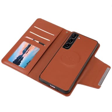SKALO Samsung S22+ DOLIZMA 2 i 1 Magnet Plånboksfodral - Brun