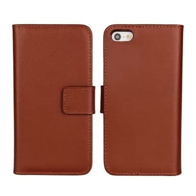 SKALO iPhone 5/5S/SE(1:a gen) Plånboksfodral Äkta Skinn - Svart