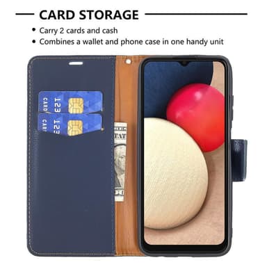 SKALO Samsung A02s / A03s Premium Litchi Plånbok - Blå