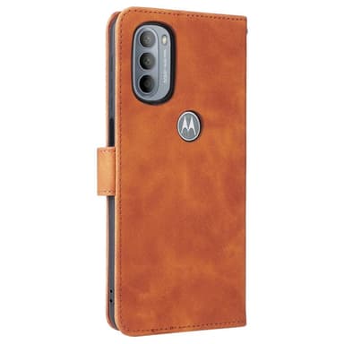 SKALO Moto G31 / G41 Matt PU-Läder Plånboksfodral - Brun