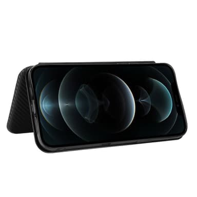SKALO iPhone 13 Pro Max Carbon Fiber Plånboksfodral - Svart