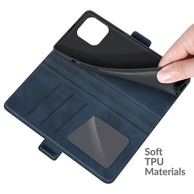 SKALO iPhone 13 Pro Premium Plånboksfodral - Mörkblå