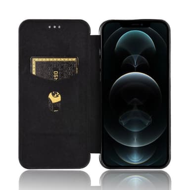 SKALO iPhone 13 Pro Max Carbon Fiber Plånboksfodral - Svart